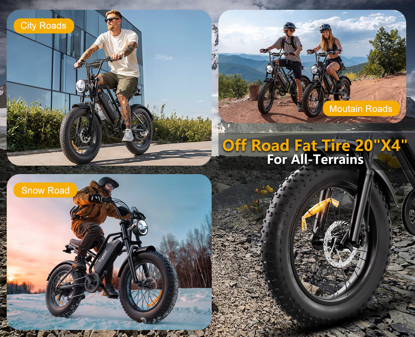 Vynxet Electric Bike for Adults 1500W Peak 48V 18Ah Ebike Removeable Battery Adult Electric Bicycles 60+Miles 32Mph Top Speed All Terrain Fair Tire Electric Bike G50